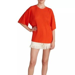 CHLOE RIB KNIT PULLOVER TOP. SIZE S. ORANGE.